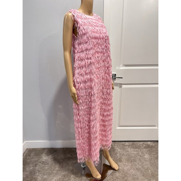 Zara Pink Textured Midi Dress - Picture 7 of 13